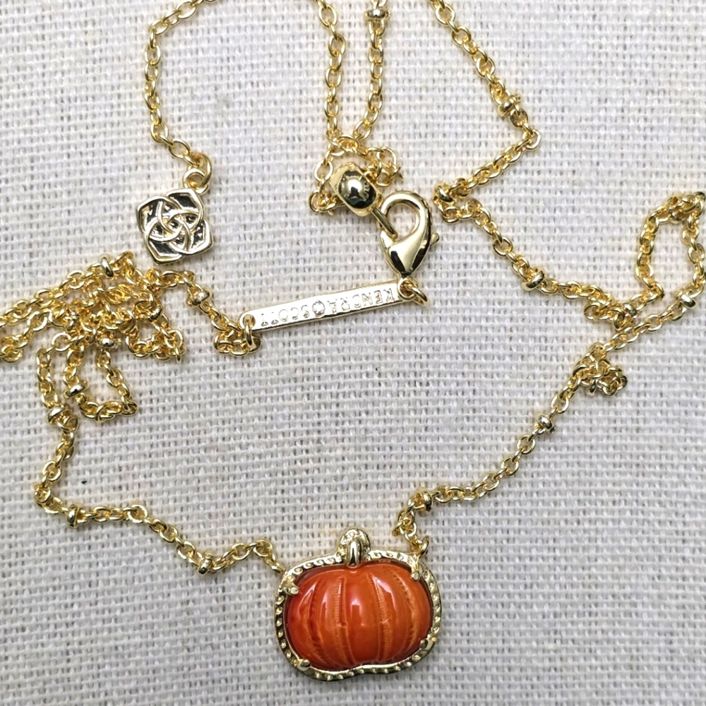 Kendra Scott Gold and Orange Pumpkin Necklace & Stud Earrings Set - Picture 5 of 6
